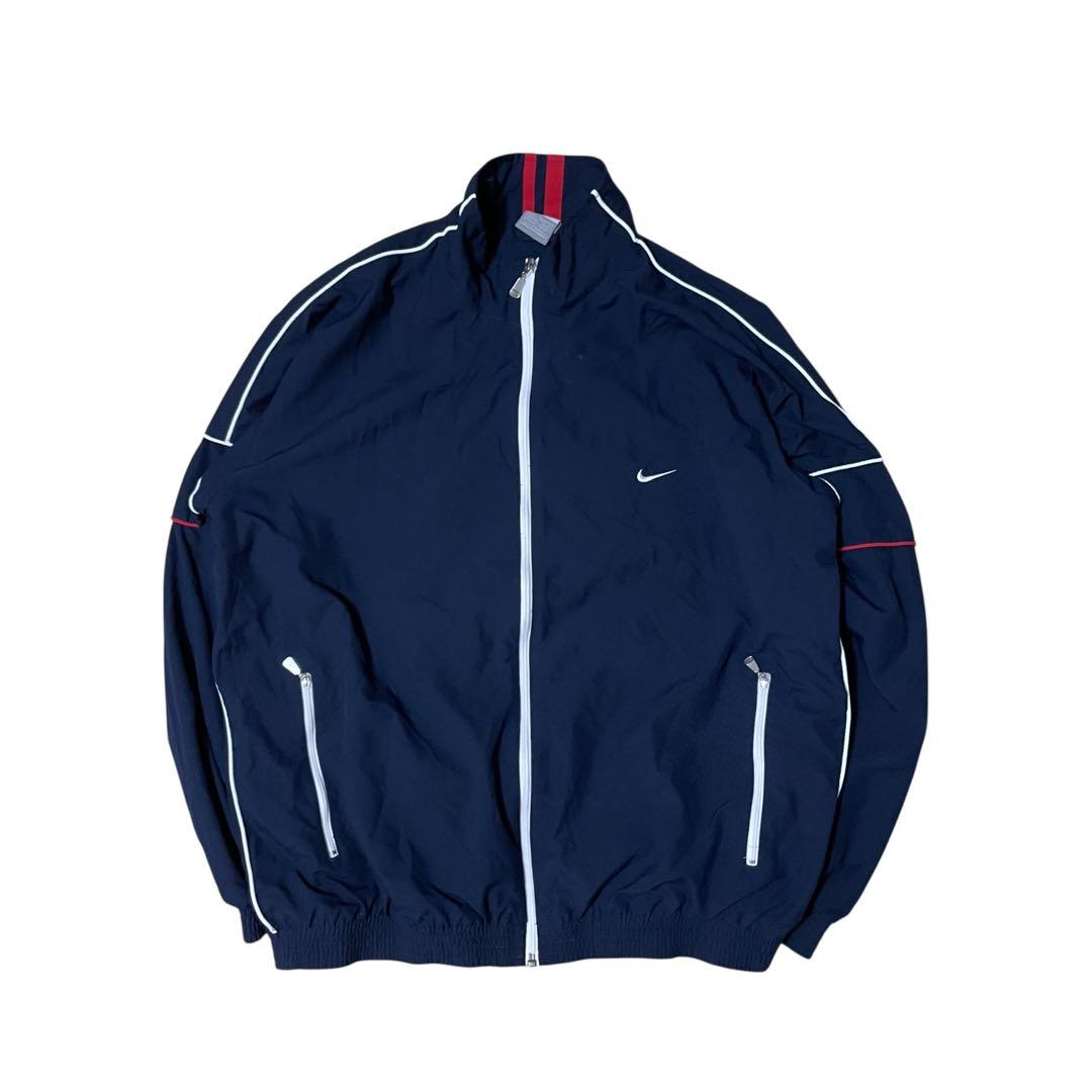 ナイキ00sネイビートラックスーツセットアップ白パイピングジャージ上下NIKE