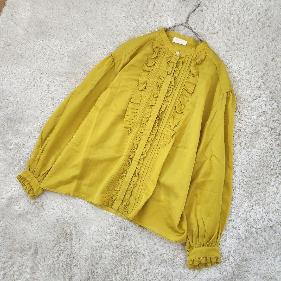 極美品✨ ボールジィ コットンシルクサテン フリルブラウス　イエロー　36