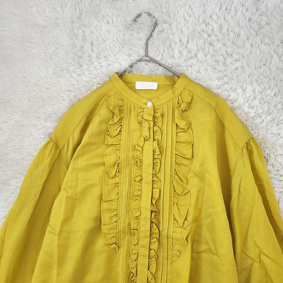 極美品✨ ボールジィ コットンシルクサテン フリルブラウス　イエロー　36