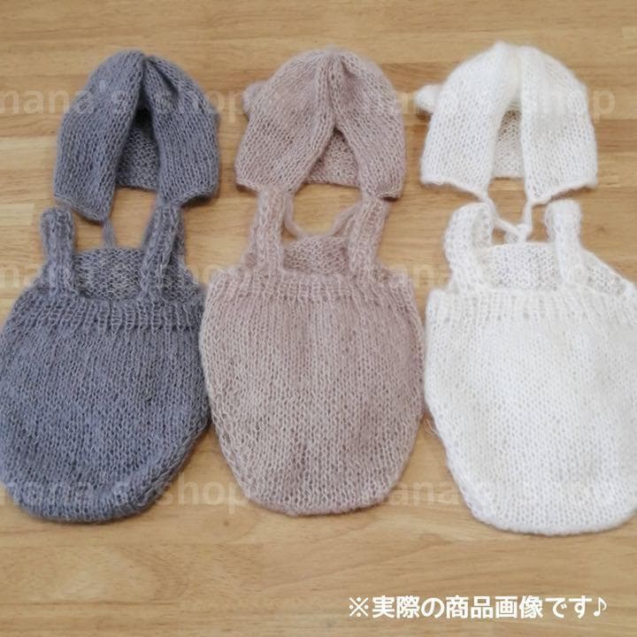 2点セット♪くまオーバーオール&ラウンドファーマット45cm　ニューボーンフォト