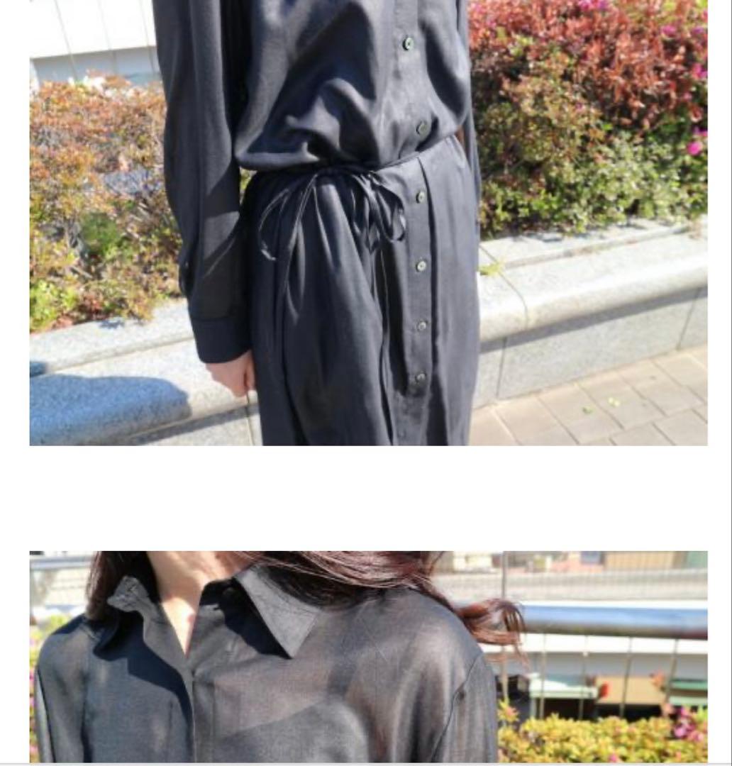 Theory セオリー シースルー ベルト付き ロングシャツワンピース