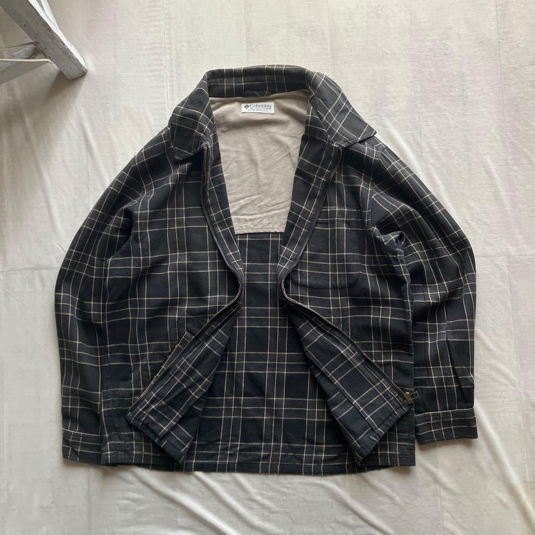 old columbia /ジップシャツジャケット チェック フェード 90s