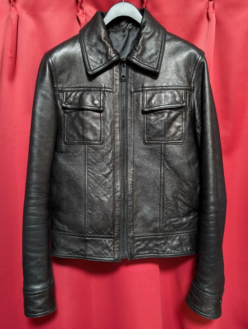STUD HOMME クロスポケット レザージャケット ライダース スタッドオム