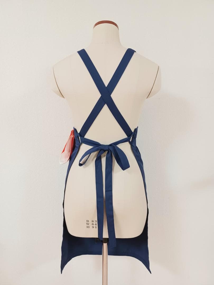 茶道　稽古着エプロン　ネイビー