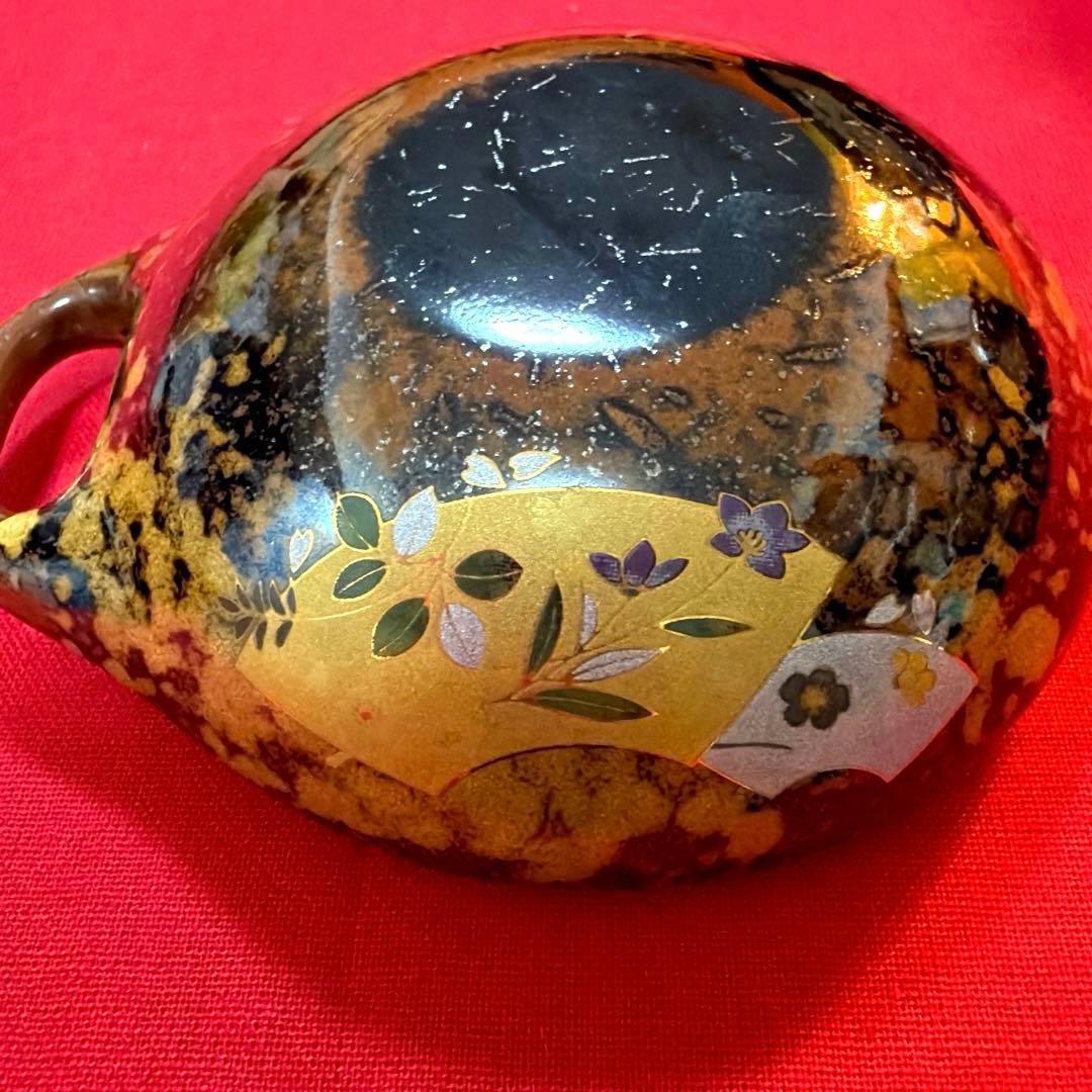 金彩　陶悦窯　悦山黒吹金地紋　蓋付き茶碗蒸し　金彩豪華No.5-32