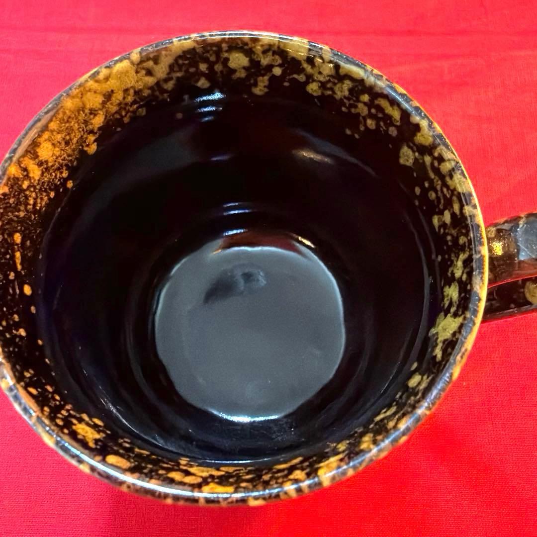 金彩　陶悦窯　悦山黒吹金地紋　蓋付き茶碗蒸し　金彩豪華No.5-32