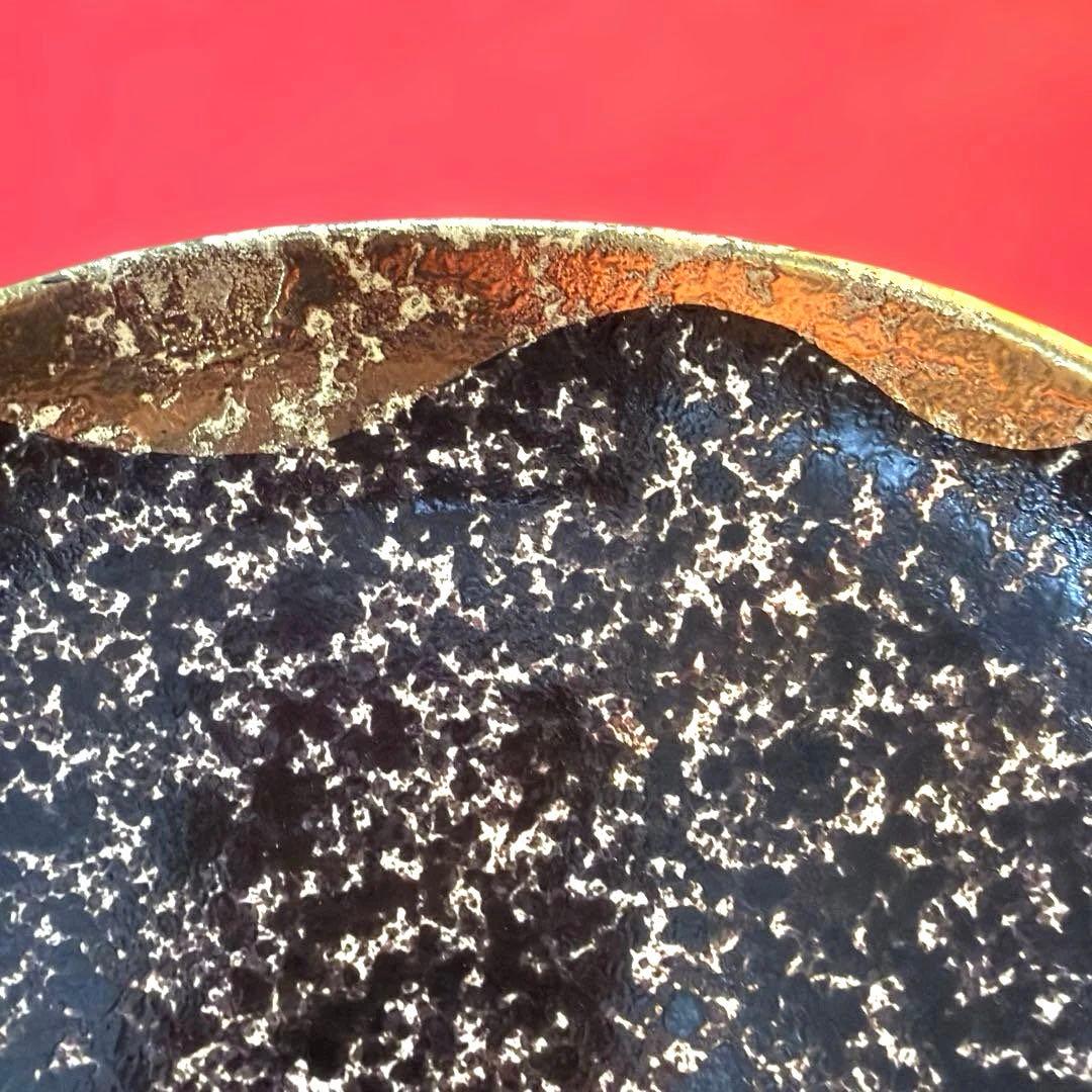 金彩　陶悦窯　悦山黒吹金地紋　蓋付き茶碗蒸し　金彩豪華No.5-32