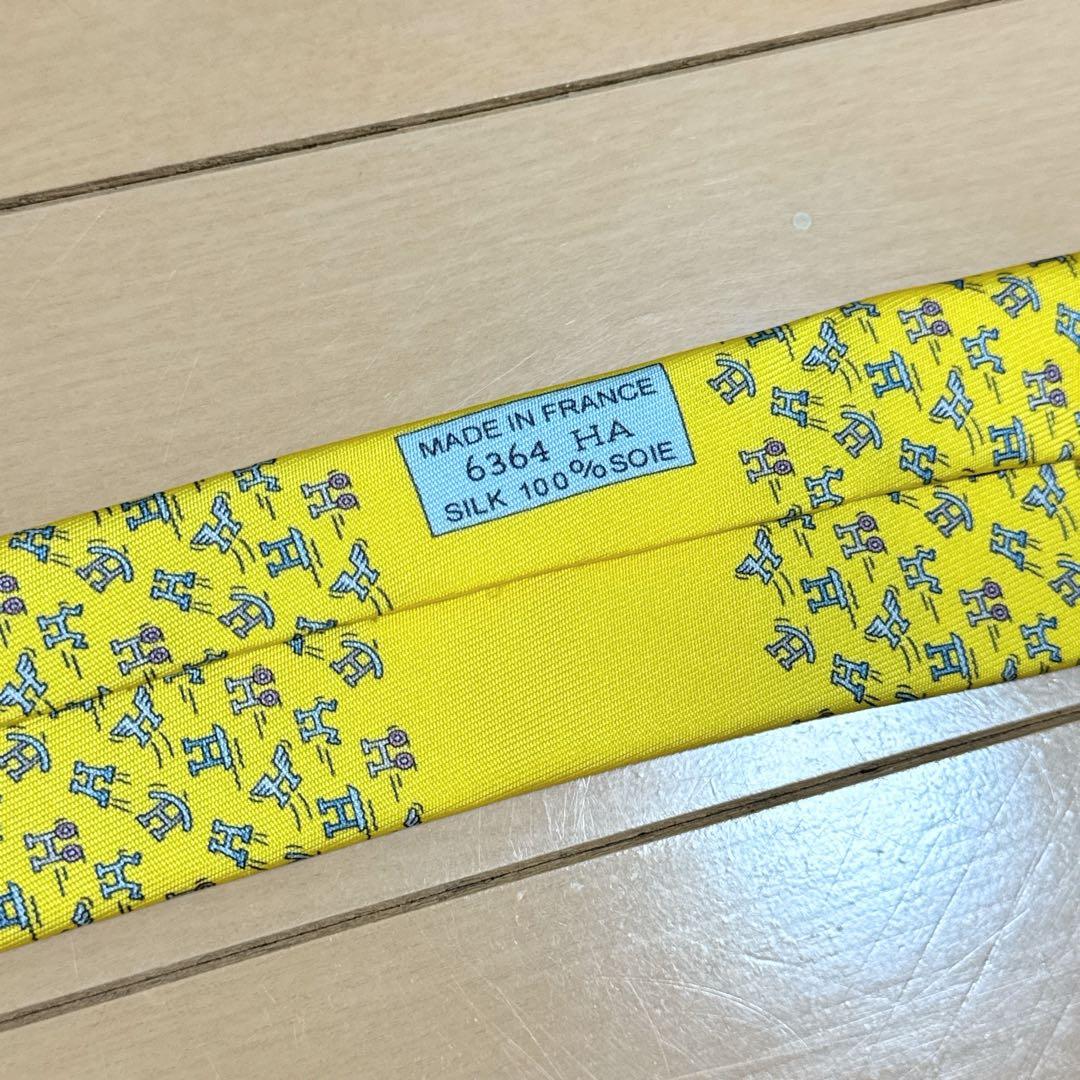 【美品】HERMES イエロー ネクタイ