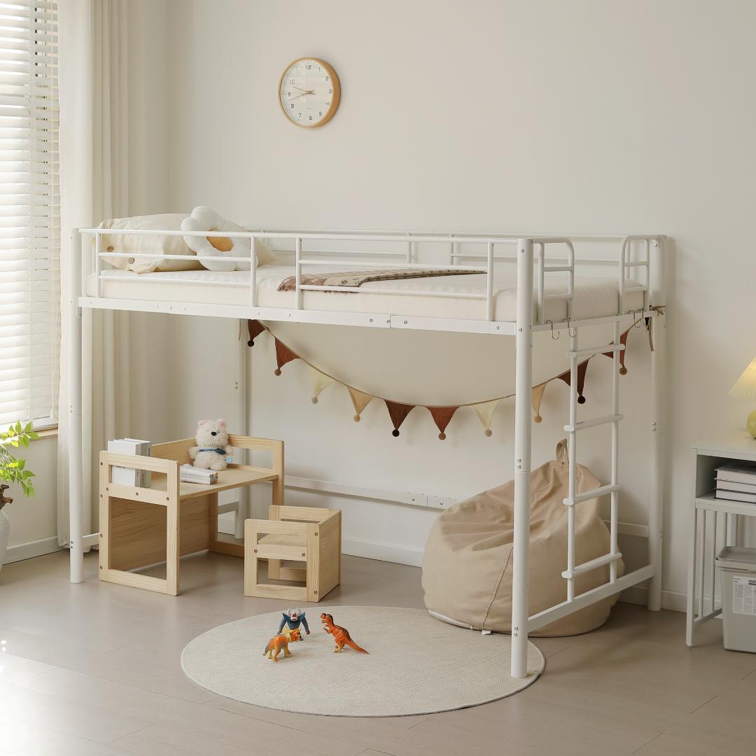 限定価格！ロフトベッド【S・シングル】 高さ140cmロータイプ WHITE