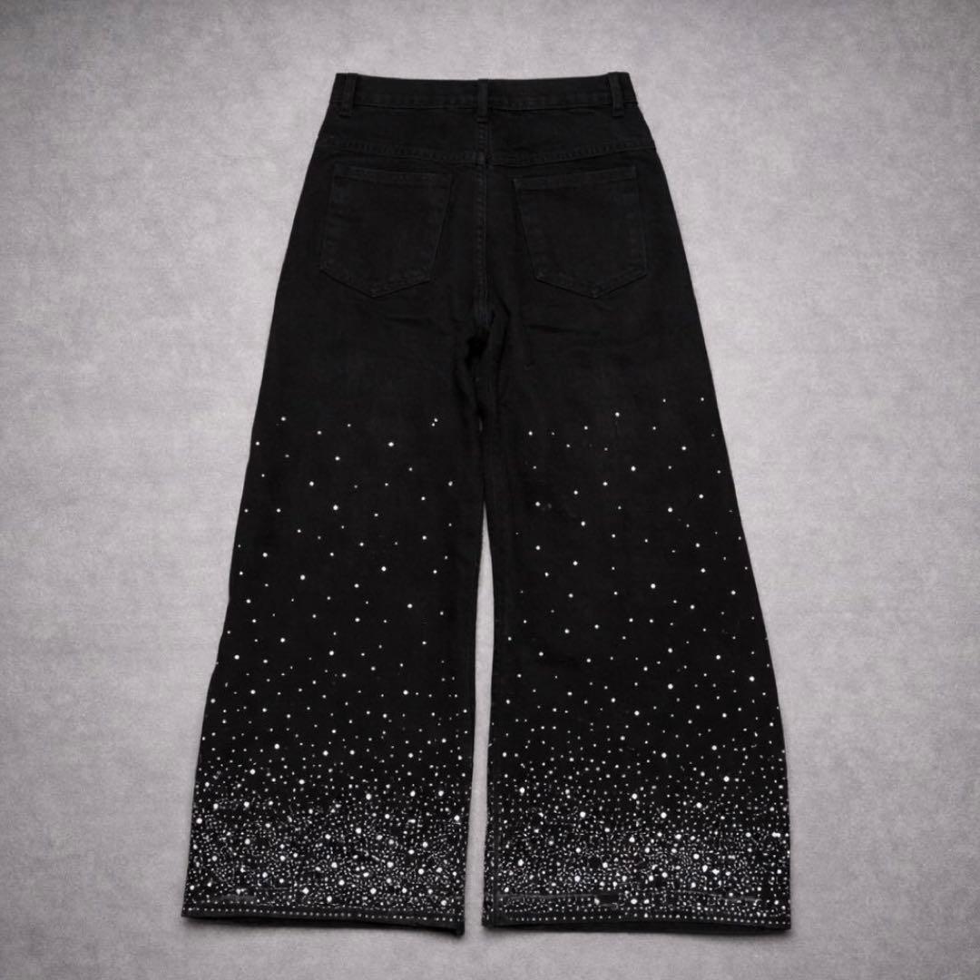 パンツ OPIUM Rhinestone wide buggy denim