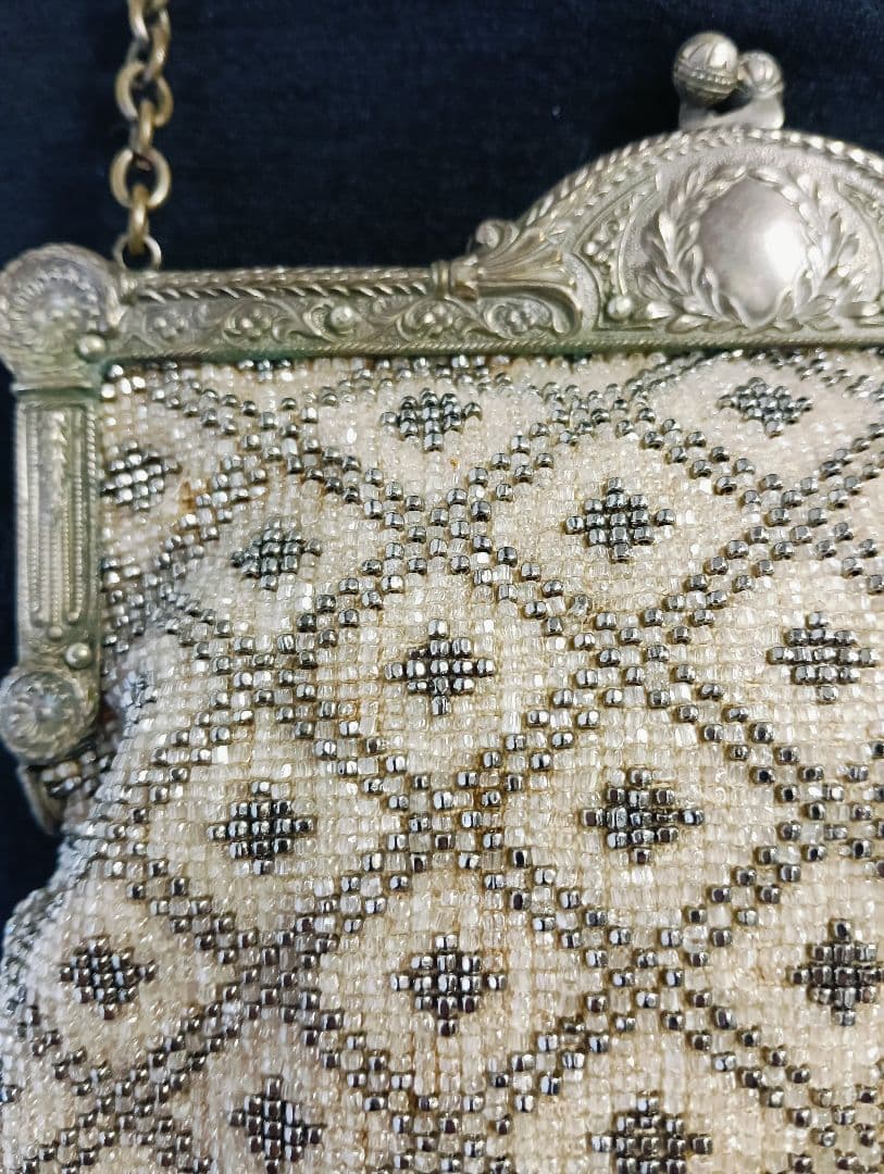 ヴィンテージ ビーズ刺繍 パーティーバッグ　難あり