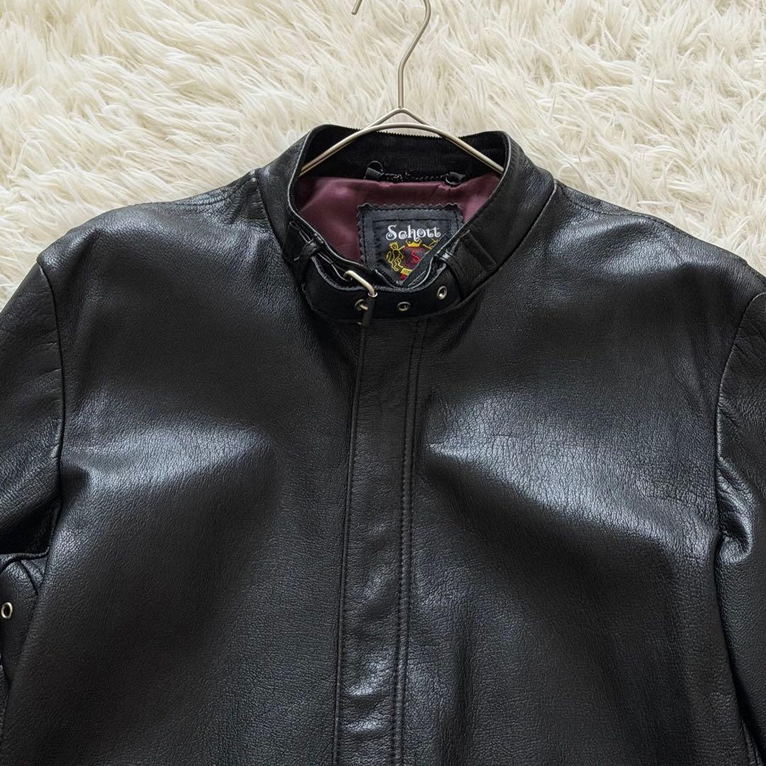 XLサイズ Schott レザージャケット シングルライダース ゴートレザー 黒
