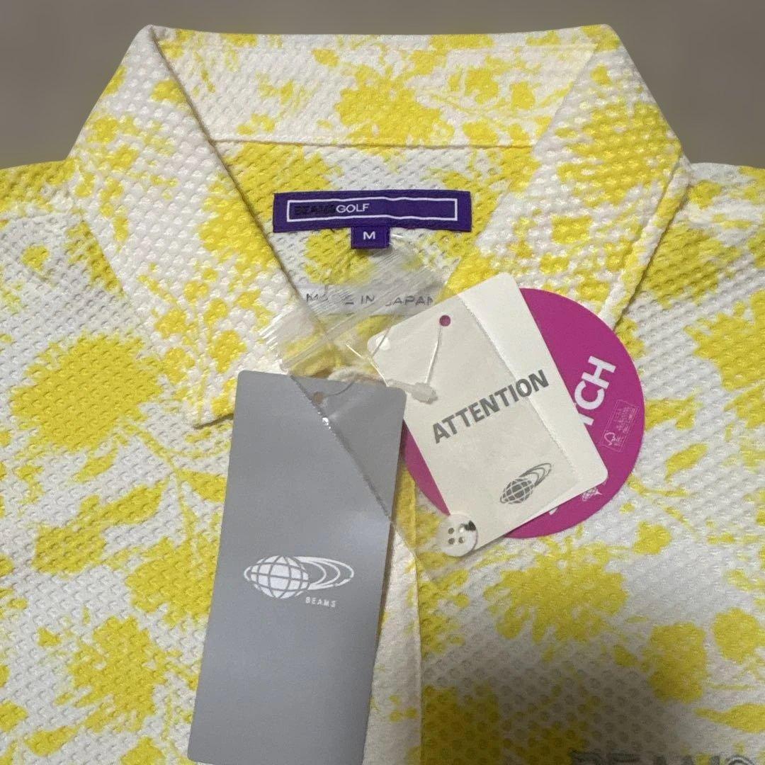 BEAMSGOLF メンズ M イエロー花柄シャツ