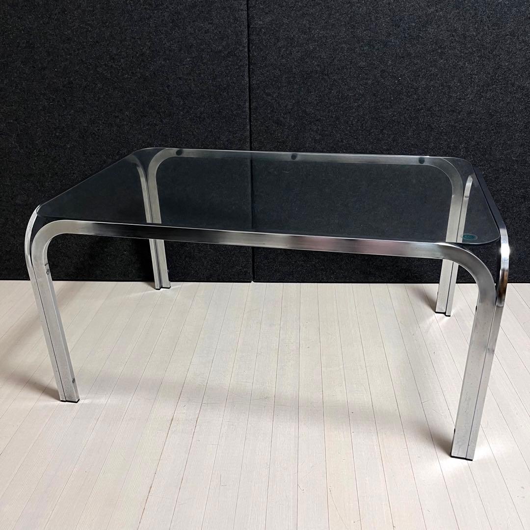 ミッドセンチュリー ガラステーブル　センターテーブル　アイアンフレーム