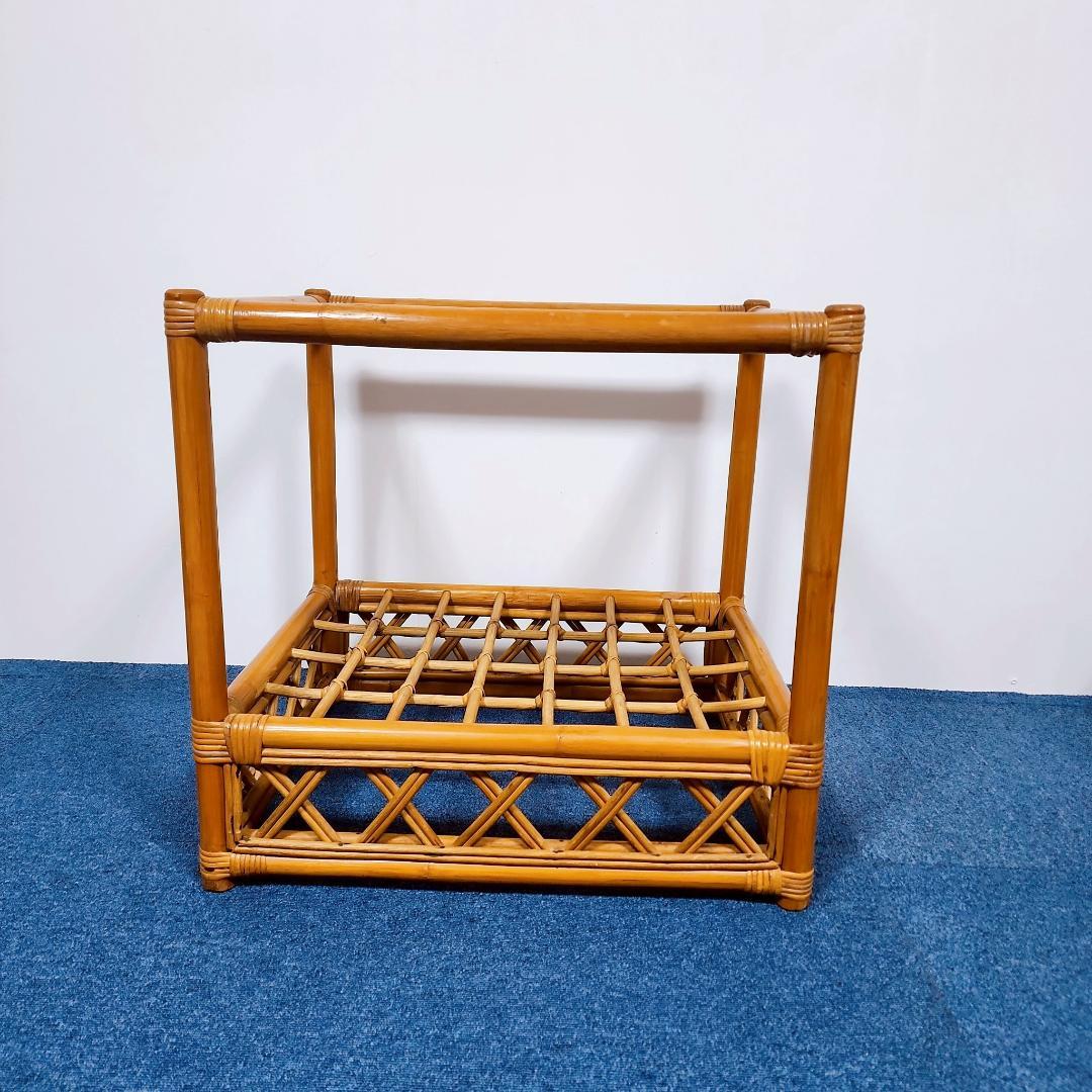 ラタン家具 ガラステーブル サイドテーブル アンティーク家具 昭和レトロ