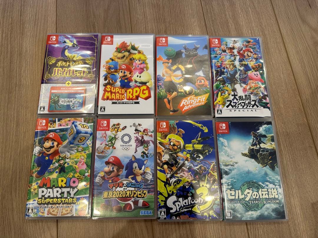 【美品】Switch本体×保護シール付き×人気ソフト8本×プロコン×SDカード