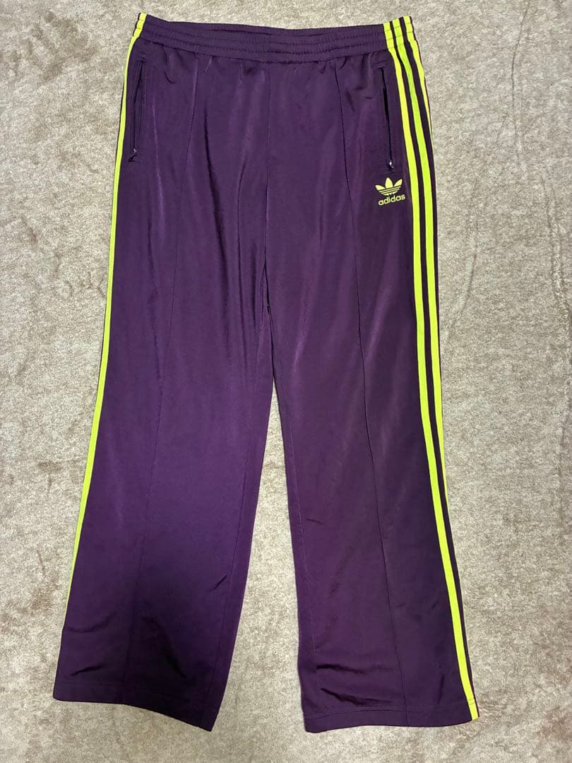 希少！　adidas 紫 ストライプ ジャージパンツ