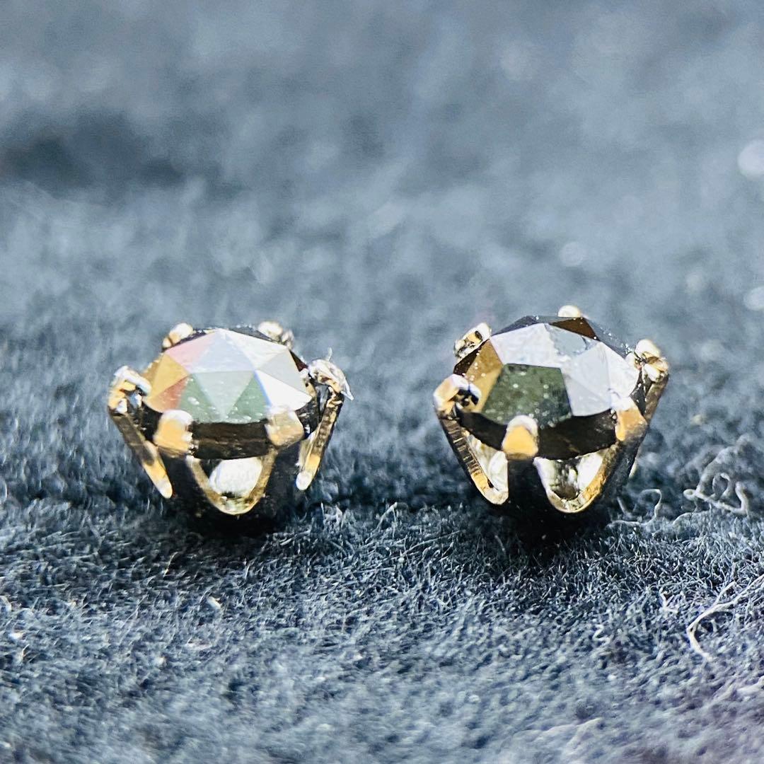 ❤️天然ブラックダイヤ片耳pt900 ✨0.25ct BKダイヤローズカットピアス