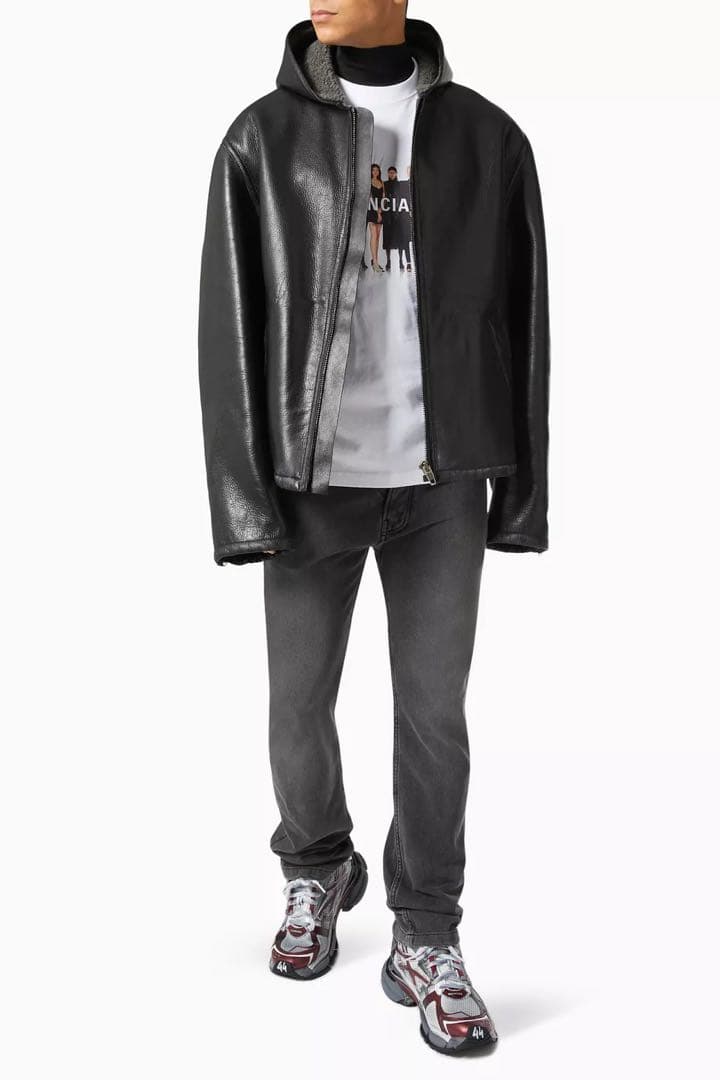 BALENCIAGA フード付きレザージャケット