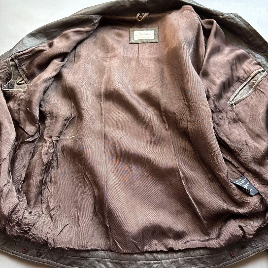 90s COTTON REPUBLIC レザージャケット リアルレザー ブラウン