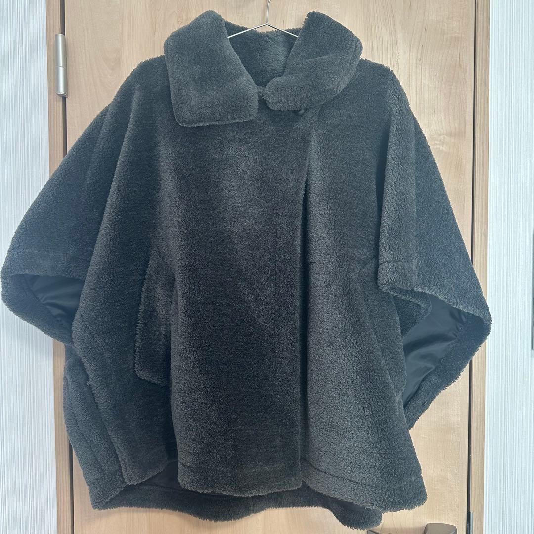 cocodeal ボアケープコート グレー