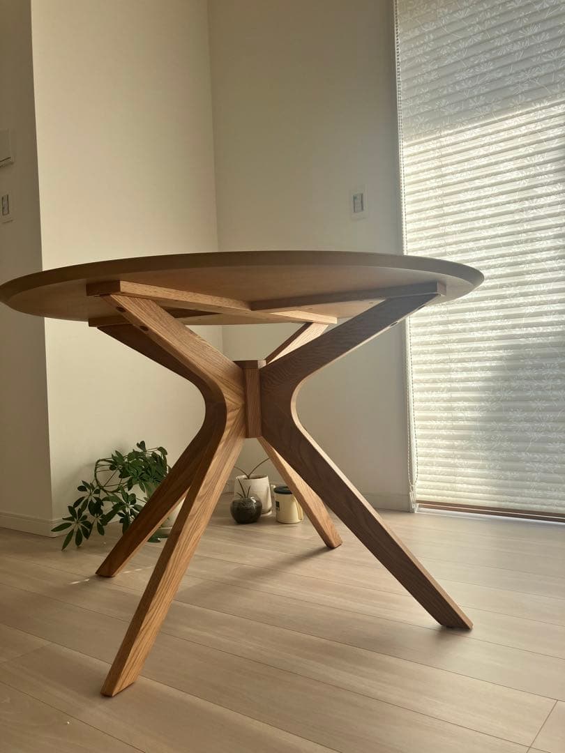 連休限定価格♡円型ダイニングテーブル110cm 北欧 オーク