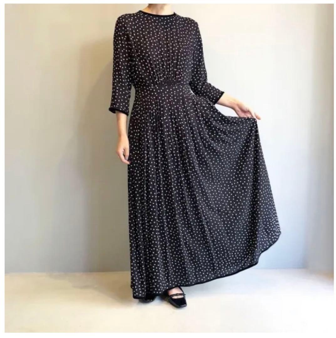 美品✨SINME シンメ ドット ロングワンピース ブラック S