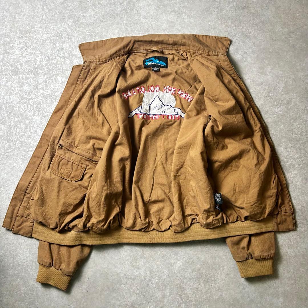 90s Tri-Mountain ダック地 襟付きボンバージャケット 企業物刺繍