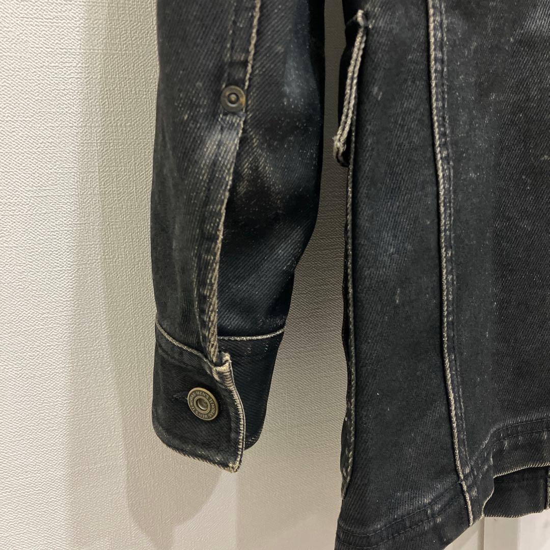 MEN'S TENORAS レザーフロッキー加工 デニム ジャケット L