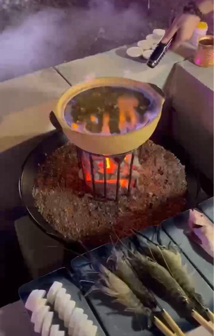 原始焼きスタンド 炉端焼き 五徳 魚焼き 枠囲炉裏　火鉢4つ