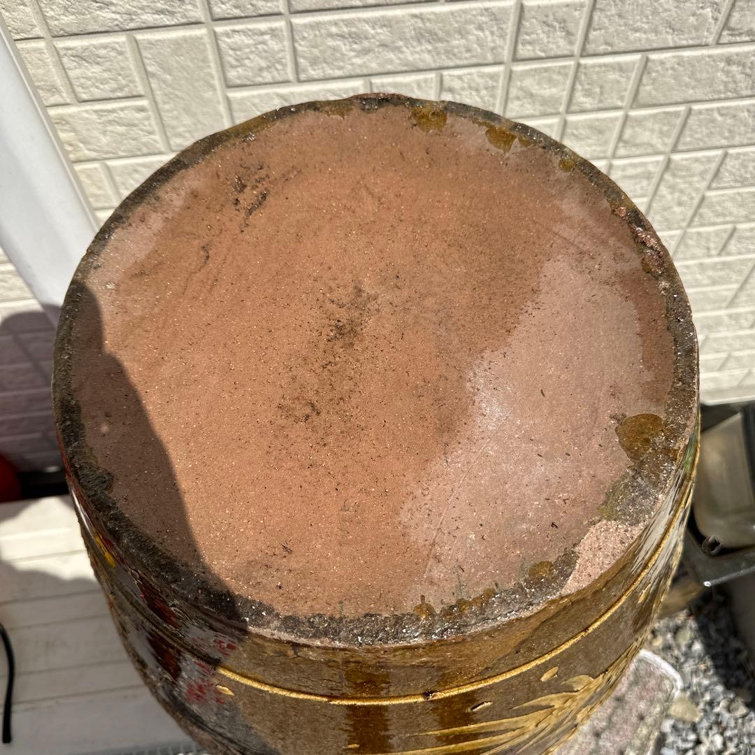 骨董品　中国美術　古美術　特大　壺　花瓶　陽刻　龍鳳　牡丹　年代物
