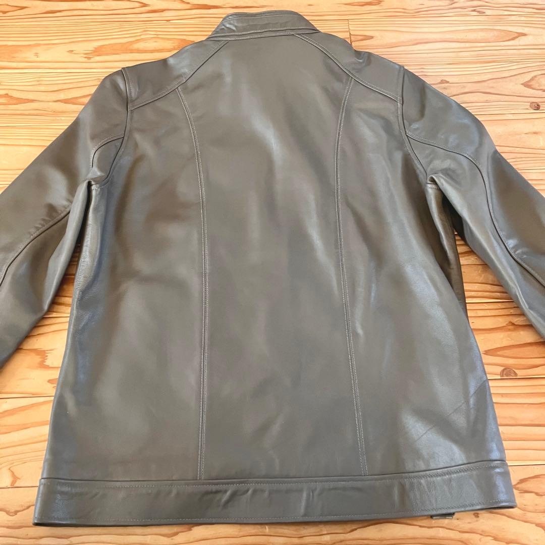 【美品】リューグー レザー ライダース ジャケット グレー LL