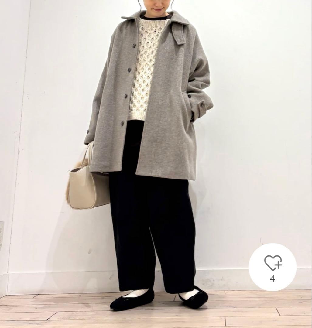かぐれ　新品　今季　ウールバックタックショートコート　2025秋冬　グレー