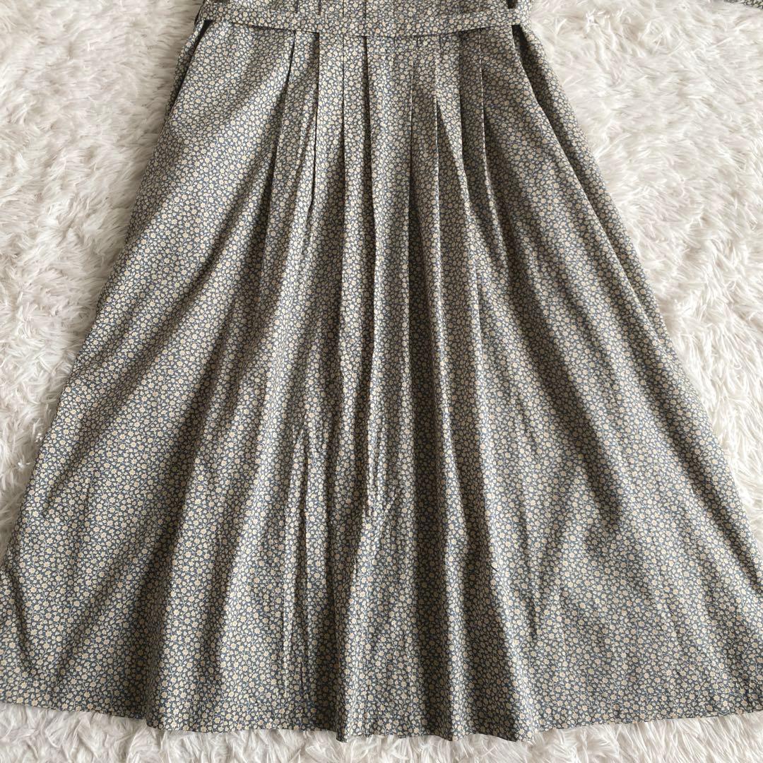 極美品☆グランマママドーター ペルヴィアンピマ タックシャツワンピース 小花柄