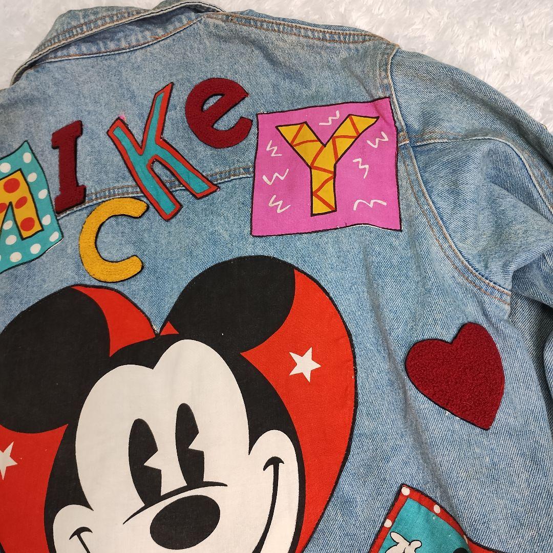 90's Disney ミッキー ワッペン ジージャン デニムジャケット