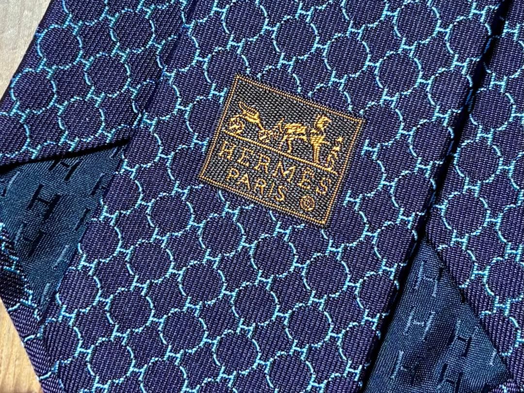 【新品未使用】HERMES シルクネクタイ プルーン/ラヴァンド 9.1cm