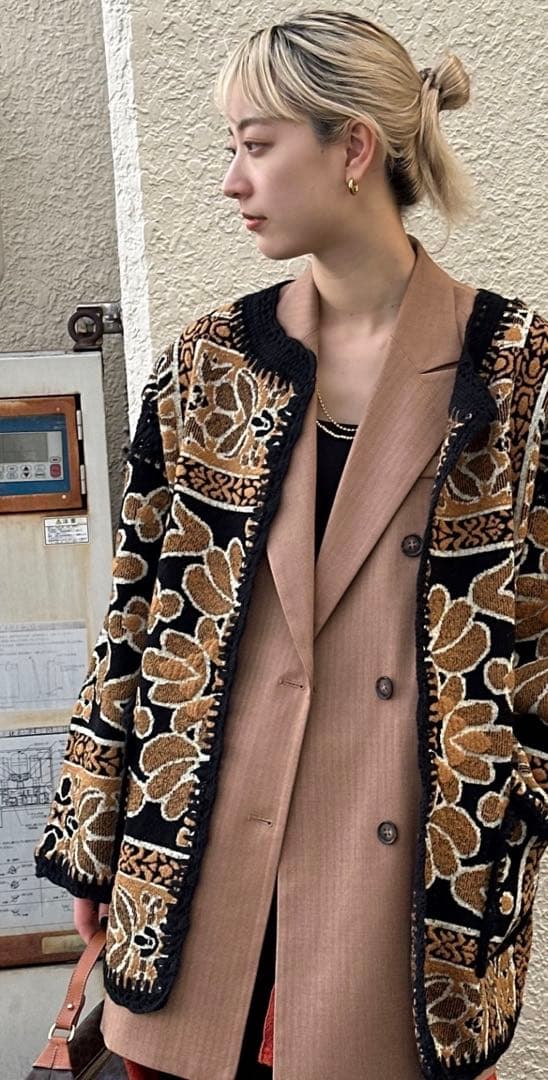 ジャケット・アウター ameri vintage RUG PATTERN KNIT JACKET