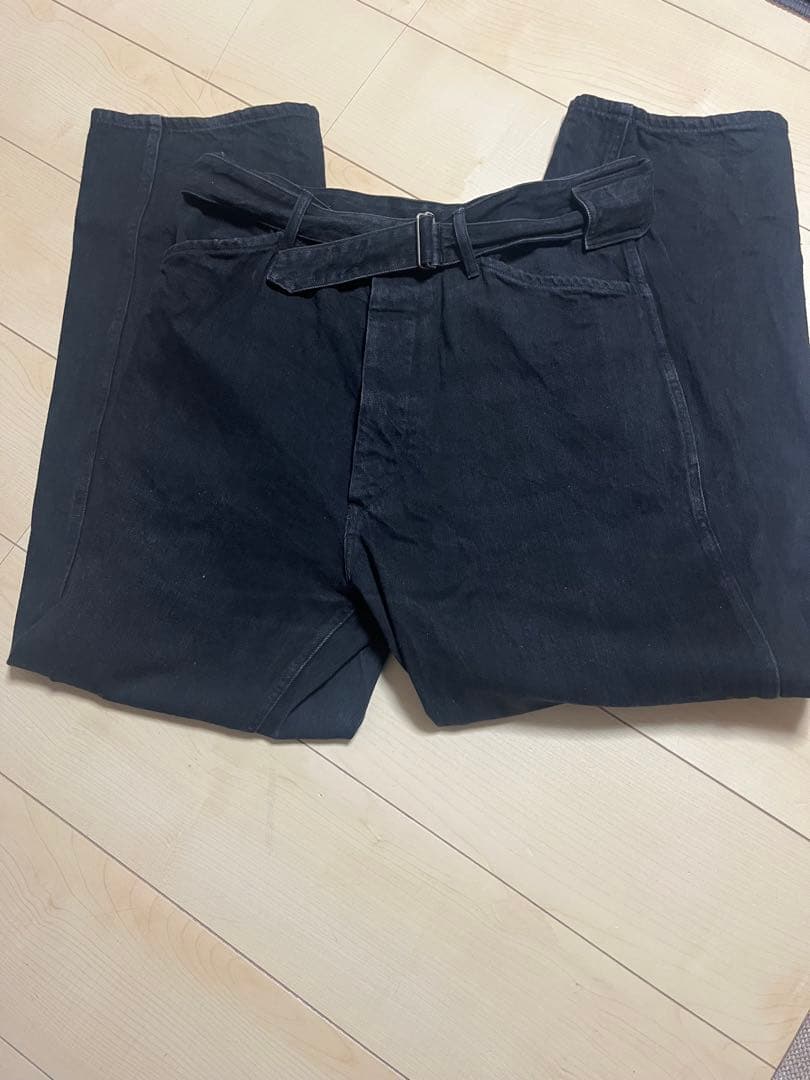 25ss COMOLI ベルテッドデニムB01-03001 黒1
