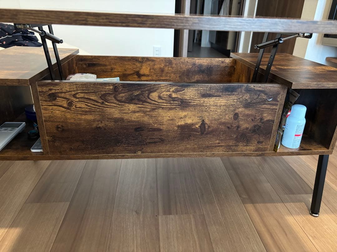 VECELO 完成品 昇降式センターテーブル オープン収納 名古屋市引取可