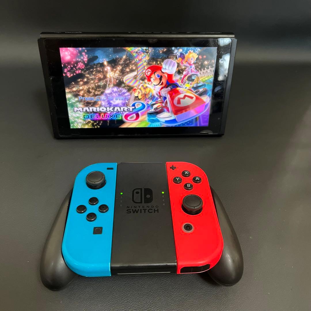 【新品スティック交換済/未対策機/箱付】Switch 本体 青/赤