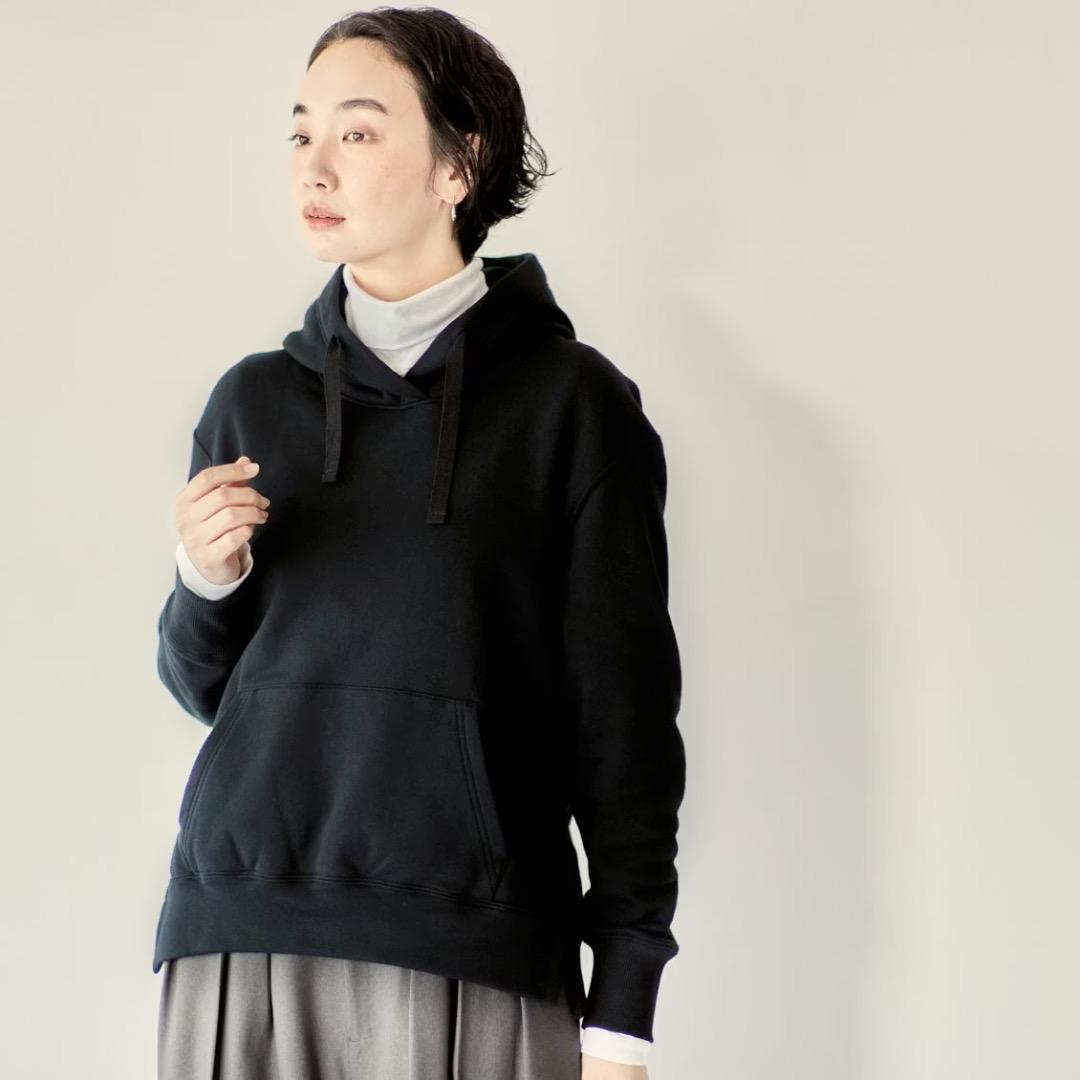 美品 北欧、暮らしの道具店　スッキリ着られる大人のパーカー　ブラック M