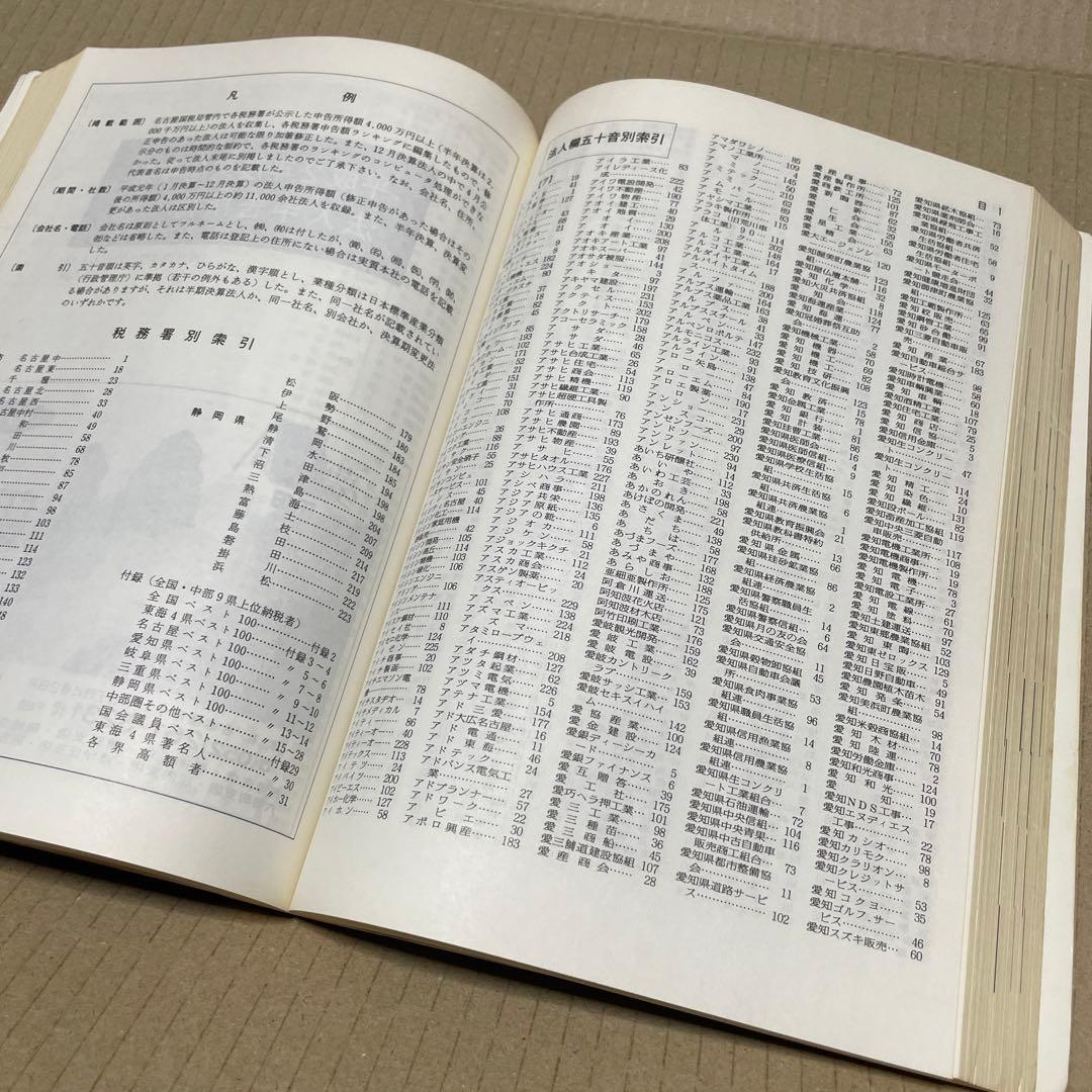 ★入手困難★ 平成2年版　東海4県　高額納税者・法人申告所得名鑑※中部経済新聞社