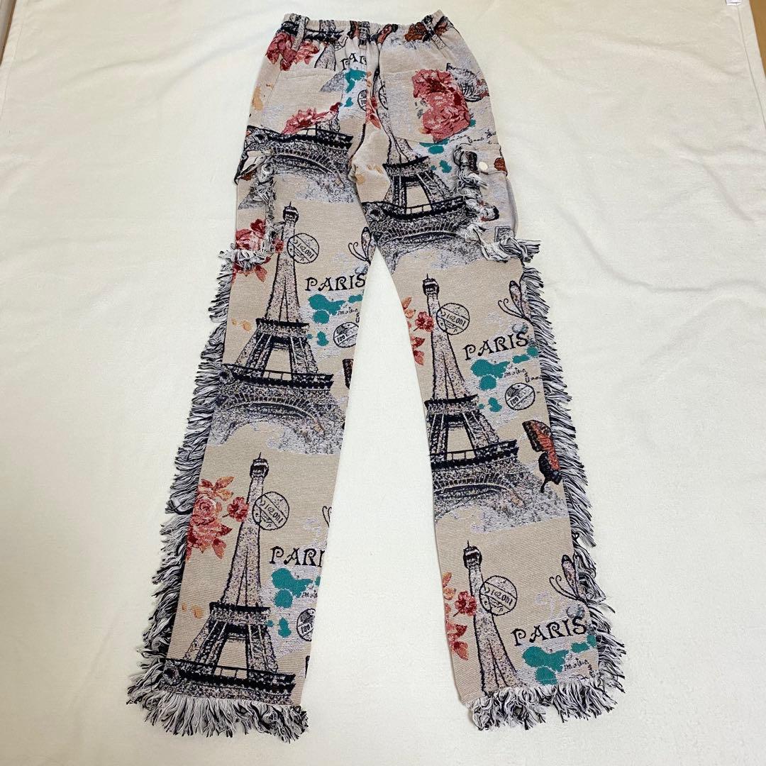 GUAPI風　タペストリーパンツ　S カーゴパンツ　海外　サイズ28 刺繍パンツ