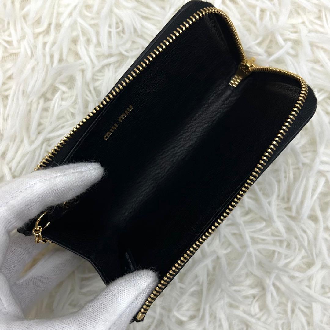 【美品】RFID内蔵 miu miu キーリング付き ケース ブラック