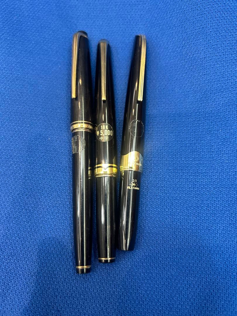 【18K 750】【ゴールド製ニブ】プラチナ万年筆　未使用品　小傷有　3本セット