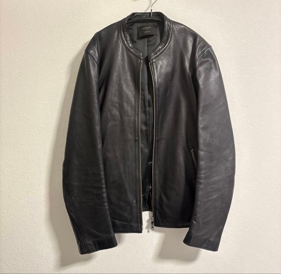 【STUDIOUS】美品ラムレザーシングルライダースブ ルゾン　サイズ3