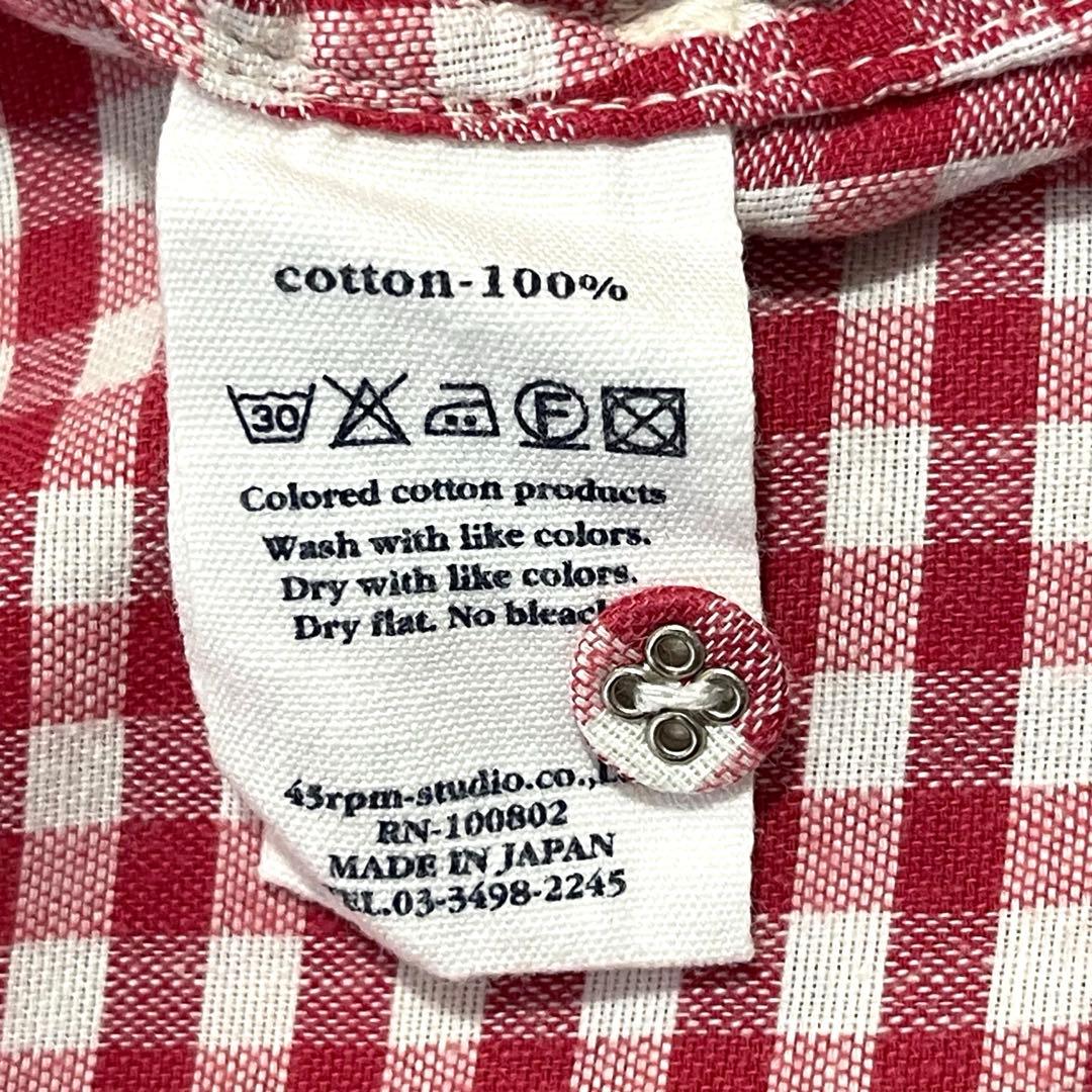 45R YUKI COTTON シャツワンピース スキッパー 赤 ギンガム