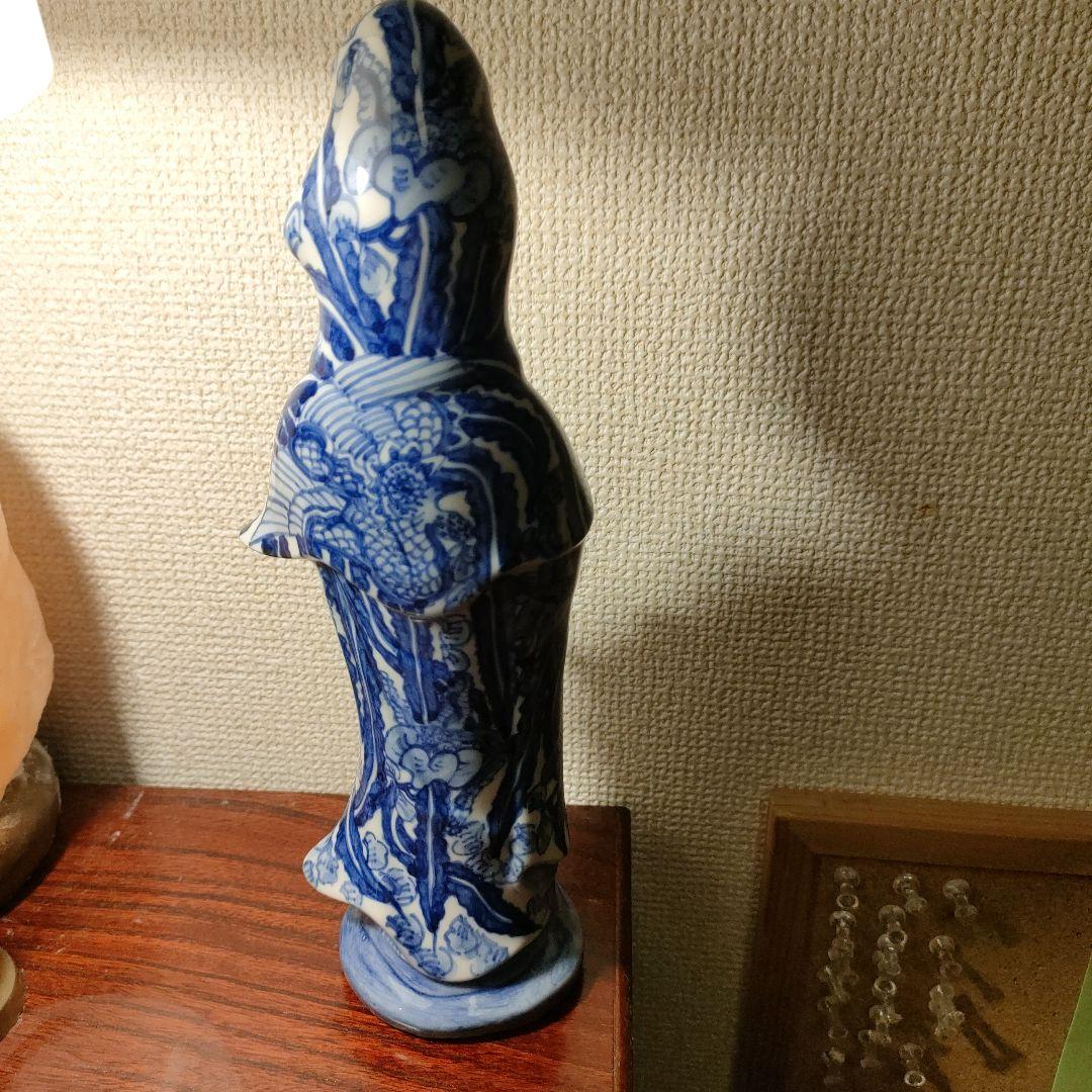 九谷焼 観音菩薩像 観音様 菊仙 染付