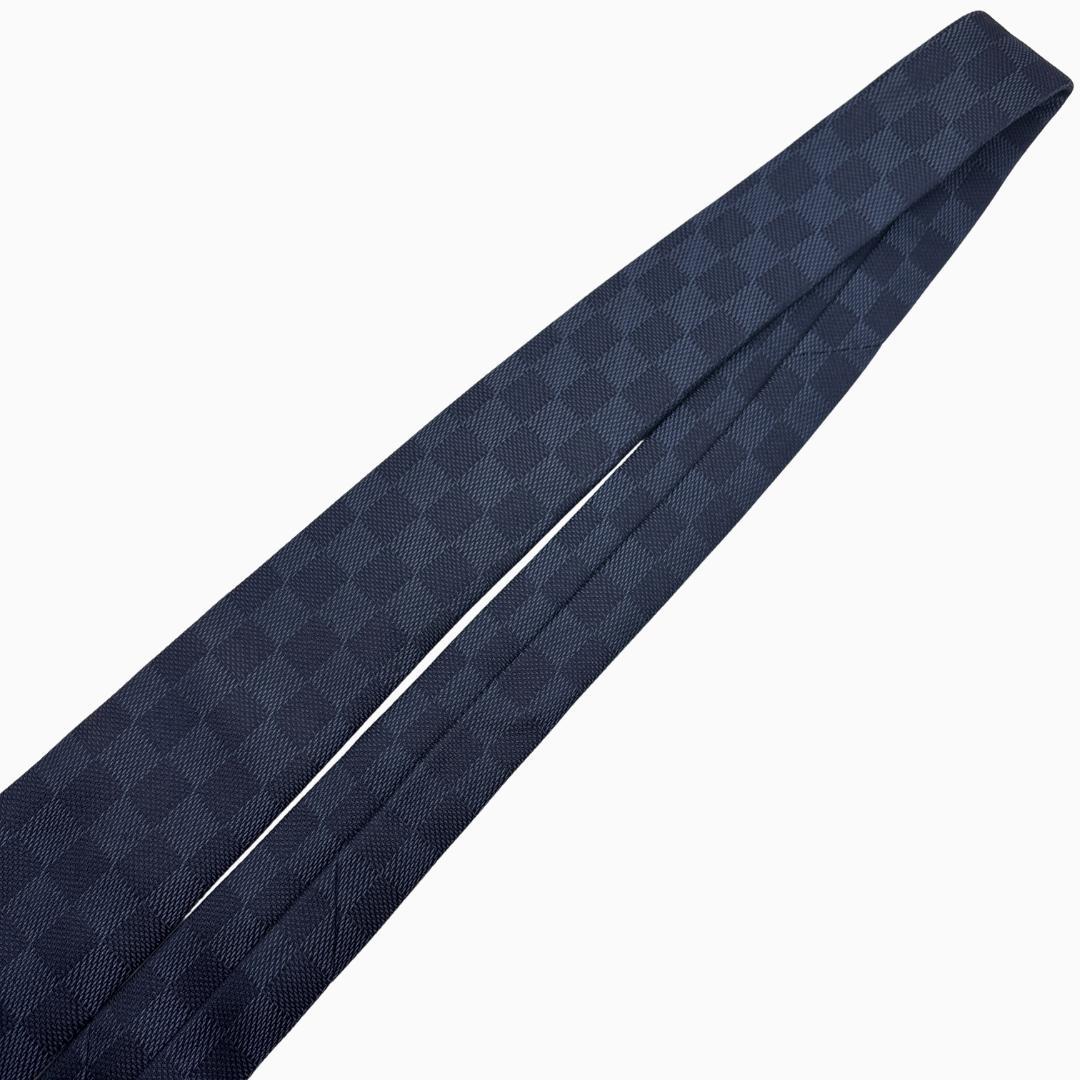LOUIS VUITTON シルクネクタイ ダミエ柄 ネイビー