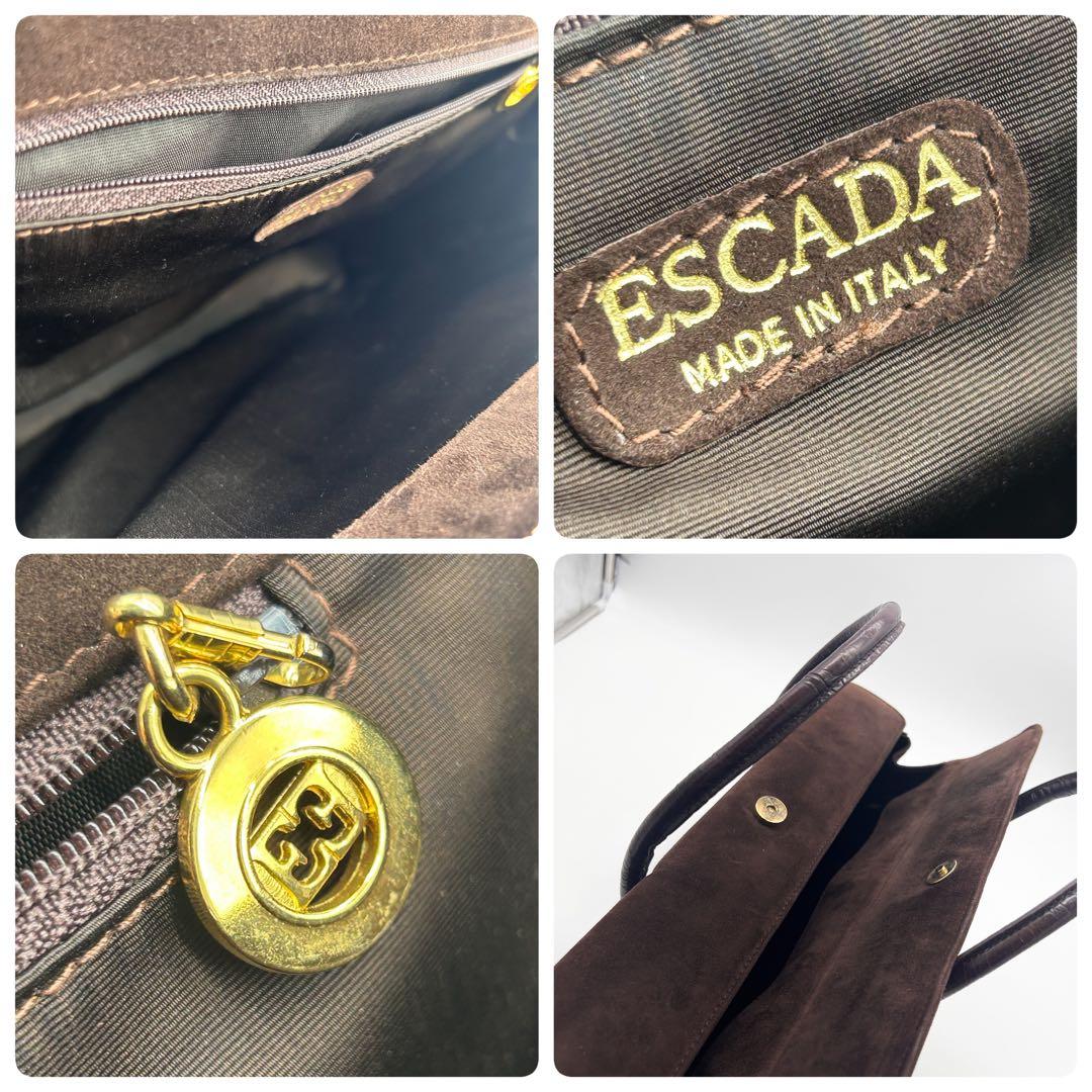 A616 【良品】ESCADA トートバッグ クロコ型押し×スエード イタリア製